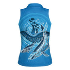 Aboriginal Ocean Whale Women Sleeveless Polo Shirt Dot Art Dreamtime Tree of Life