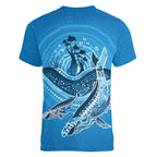 Aboriginal Ocean Whale Women V-Neck T-Shirt Dot Art Dreamtime Tree of Life