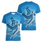 Aboriginal Ocean Whale Women V-Neck T-Shirt Dot Art Dreamtime Tree of Life