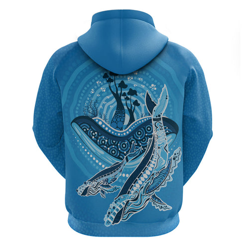 Aboriginal Ocean Whale Zip Hoodie Dot Art Dreamtime Tree of Life