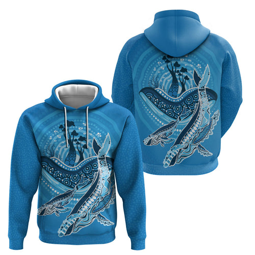 Aboriginal Ocean Whale Zip Hoodie Dot Art Dreamtime Tree of Life