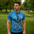Aboriginal Ocean Whale Zipper Polo Shirt Dot Art Dreamtime Tree of Life