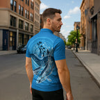 Aboriginal Ocean Whale Zipper Polo Shirt Dot Art Dreamtime Tree of Life