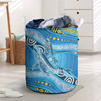 Aboriginal Ocean Whale Laundry Basket Dot Art Dreamtime Style