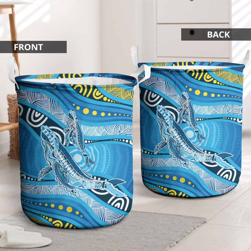 Aboriginal Ocean Whale Laundry Basket Dot Art Dreamtime Style