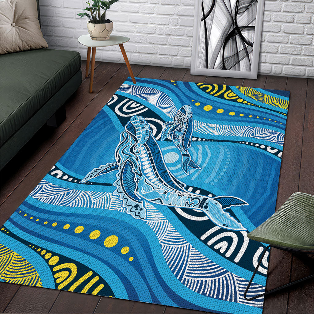 Aboriginal Ocean Whale Area Rug Dot Art Dreamtime Style