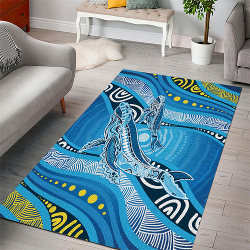 Aboriginal Ocean Whale Area Rug Dot Art Dreamtime Style