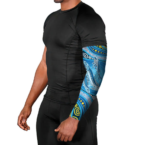 Aboriginal Ocean Whale Arm Sleeves Dot Art Dreamtime Style