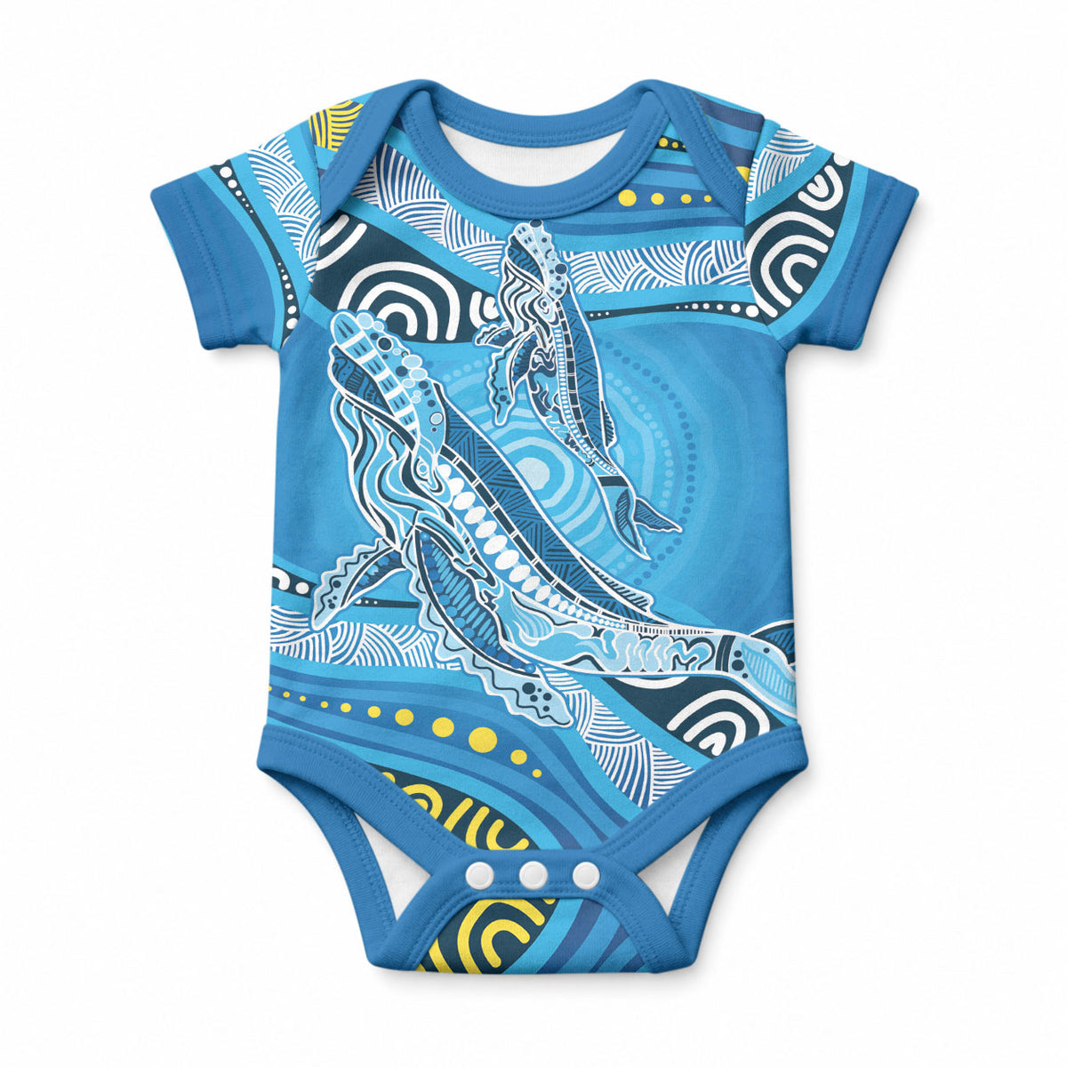 Aboriginal Ocean Whale Baby Onesie Dot Art Dreamtime Style