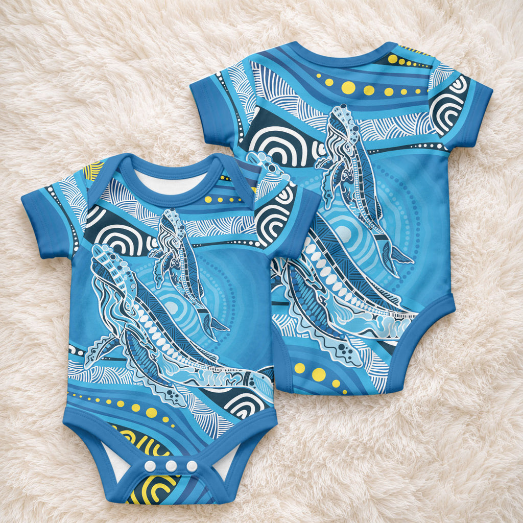 Aboriginal Ocean Whale Baby Onesie Dot Art Dreamtime Style