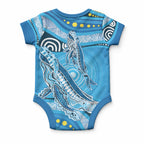 Aboriginal Ocean Whale Baby Onesie Dot Art Dreamtime Style