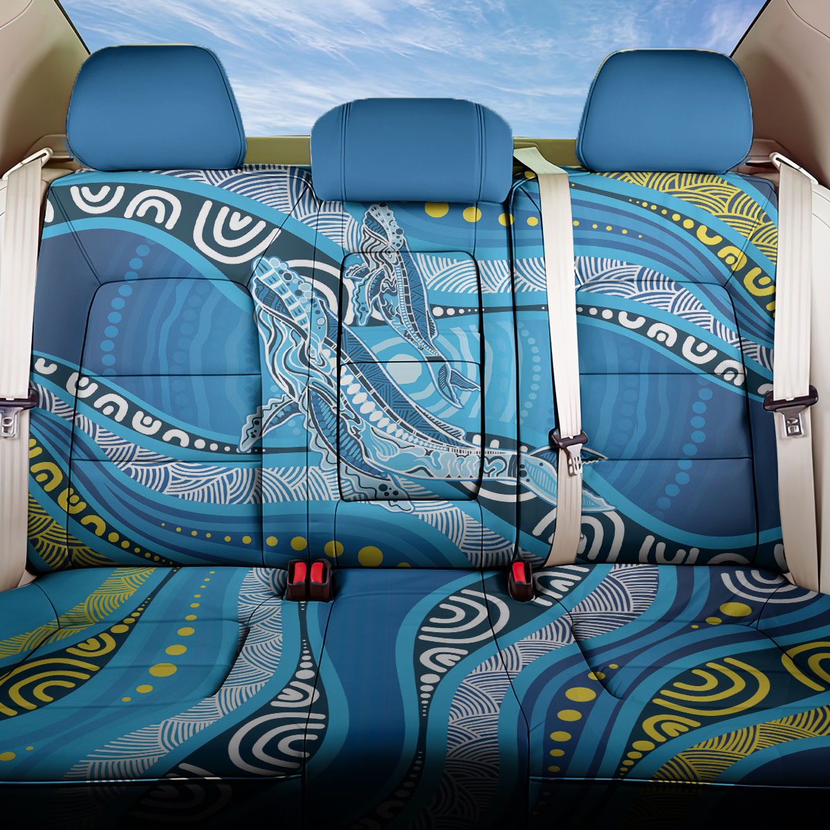 Aboriginal Ocean Whale Back Car Seat Cover Dot Art Dreamtime Style