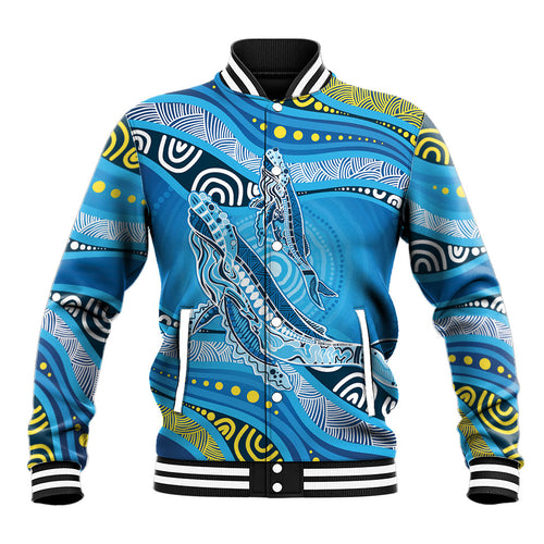 Aboriginal Ocean Whale Baseball Jacket Dot Art Dreamtime Style