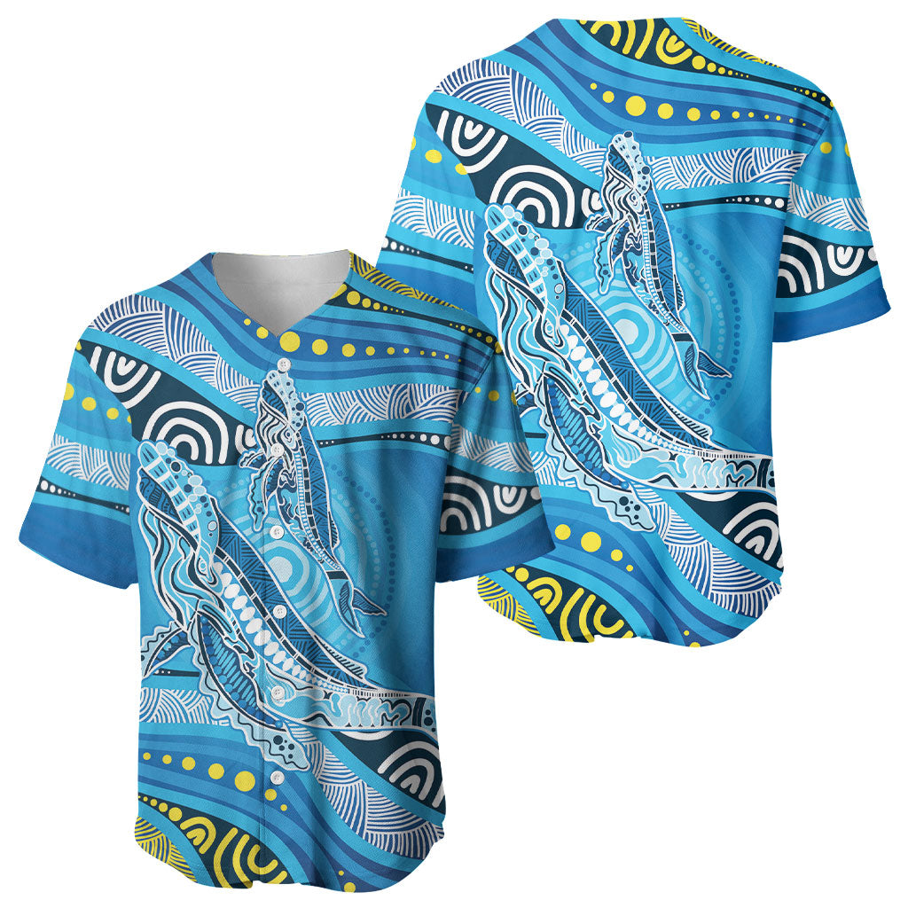 Aboriginal Ocean Whale Baseball Jersey Dot Art Dreamtime Style