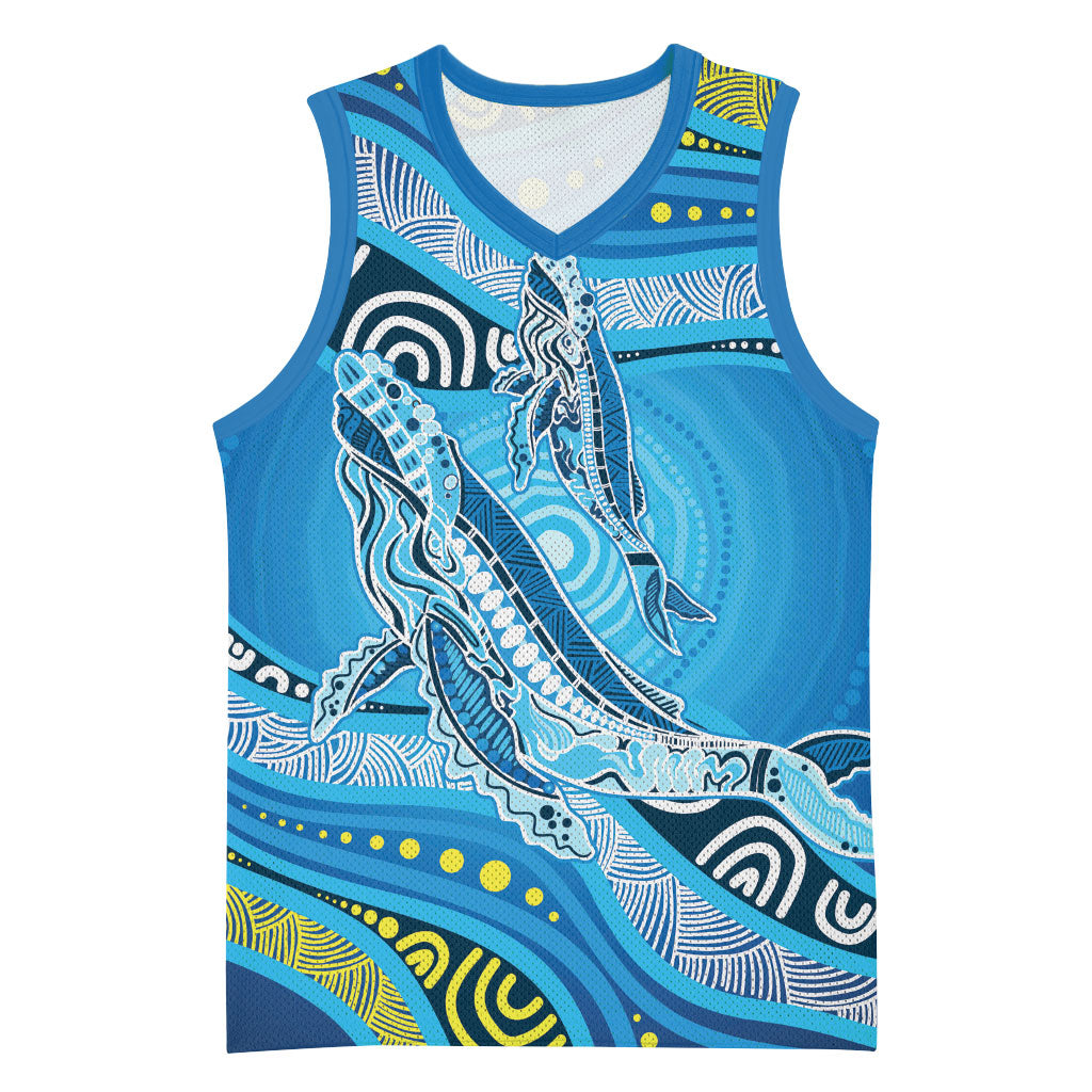 Aboriginal Ocean Whale Basketball Jersey Dot Art Dreamtime Style
