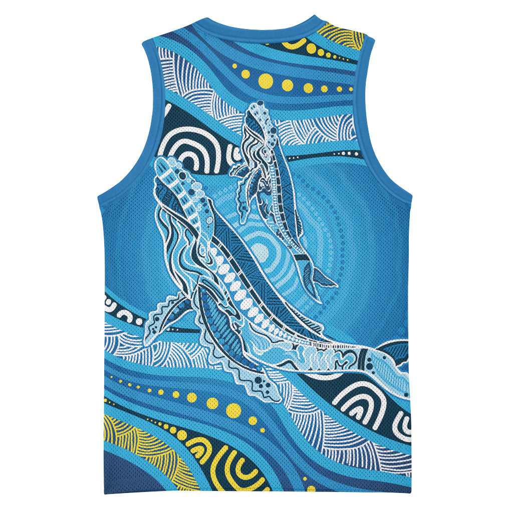 Aboriginal Ocean Whale Basketball Jersey Dot Art Dreamtime Style