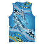 Aboriginal Ocean Whale Basketball Jersey Dot Art Dreamtime Style