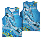 Aboriginal Ocean Whale Basketball Jersey Dot Art Dreamtime Style
