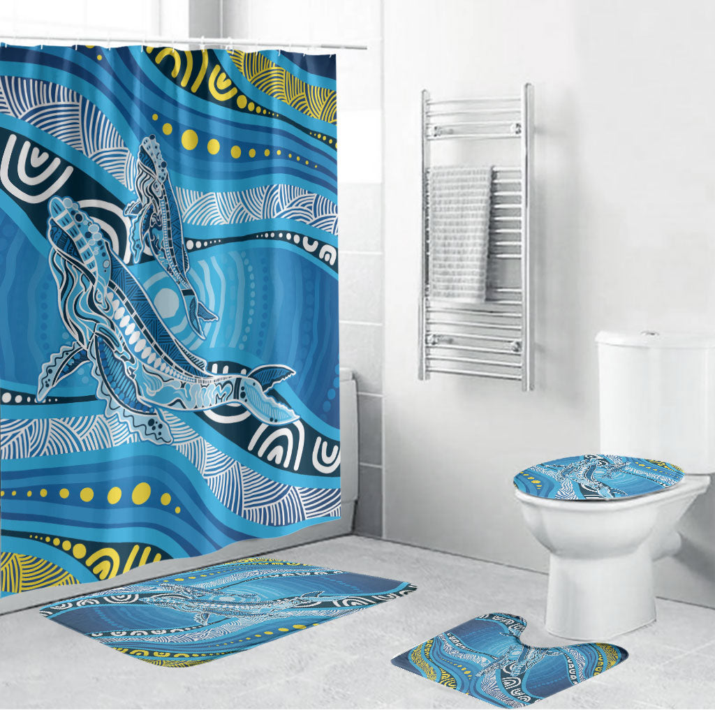 Aboriginal Ocean Whale Bathroom Set Dot Art Dreamtime Style