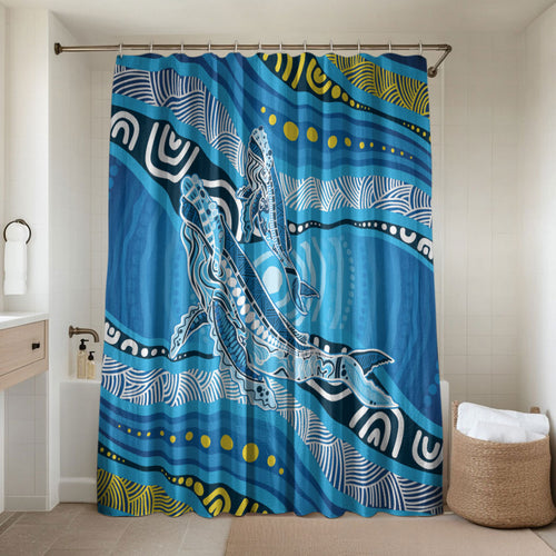 Aboriginal Ocean Whale Bathroom Set Dot Art Dreamtime Style
