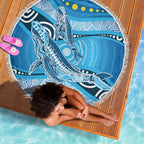 Aboriginal Ocean Whale Beach Blanket Dot Art Dreamtime Style