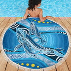 Aboriginal Ocean Whale Beach Blanket Dot Art Dreamtime Style