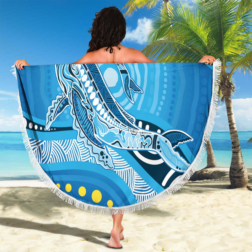 Aboriginal Ocean Whale Beach Blanket Dot Art Dreamtime Style