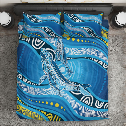 Aboriginal Ocean Whale Bedding Set Dot Art Dreamtime Style