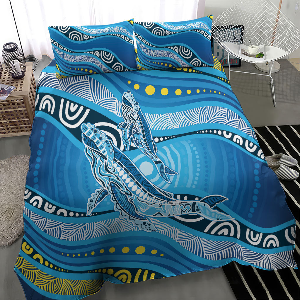 Aboriginal Ocean Whale Bedding Set Dot Art Dreamtime Style