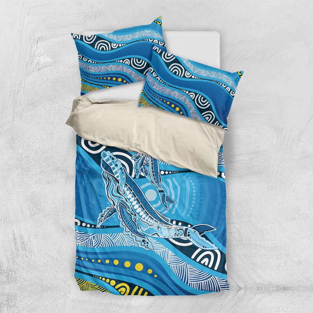 Aboriginal Ocean Whale Bedding Set Dot Art Dreamtime Style