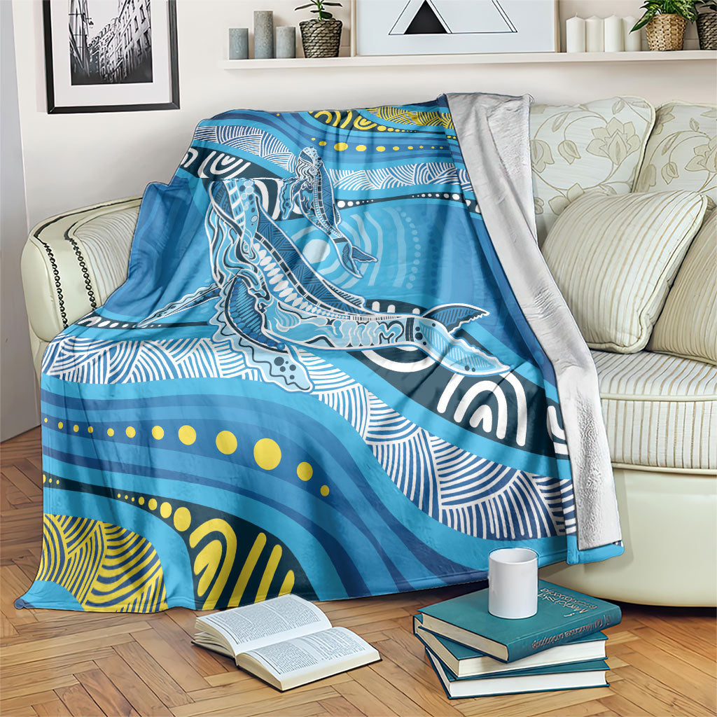 Aboriginal Ocean Whale Blanket Dot Art Dreamtime Style