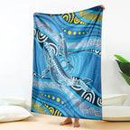 Aboriginal Ocean Whale Blanket Dot Art Dreamtime Style