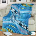 Aboriginal Ocean Whale Blanket Dot Art Dreamtime Style