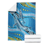 Aboriginal Ocean Whale Blanket Dot Art Dreamtime Style