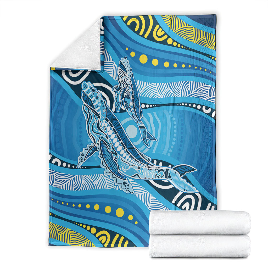Aboriginal Ocean Whale Blanket Dot Art Dreamtime Style