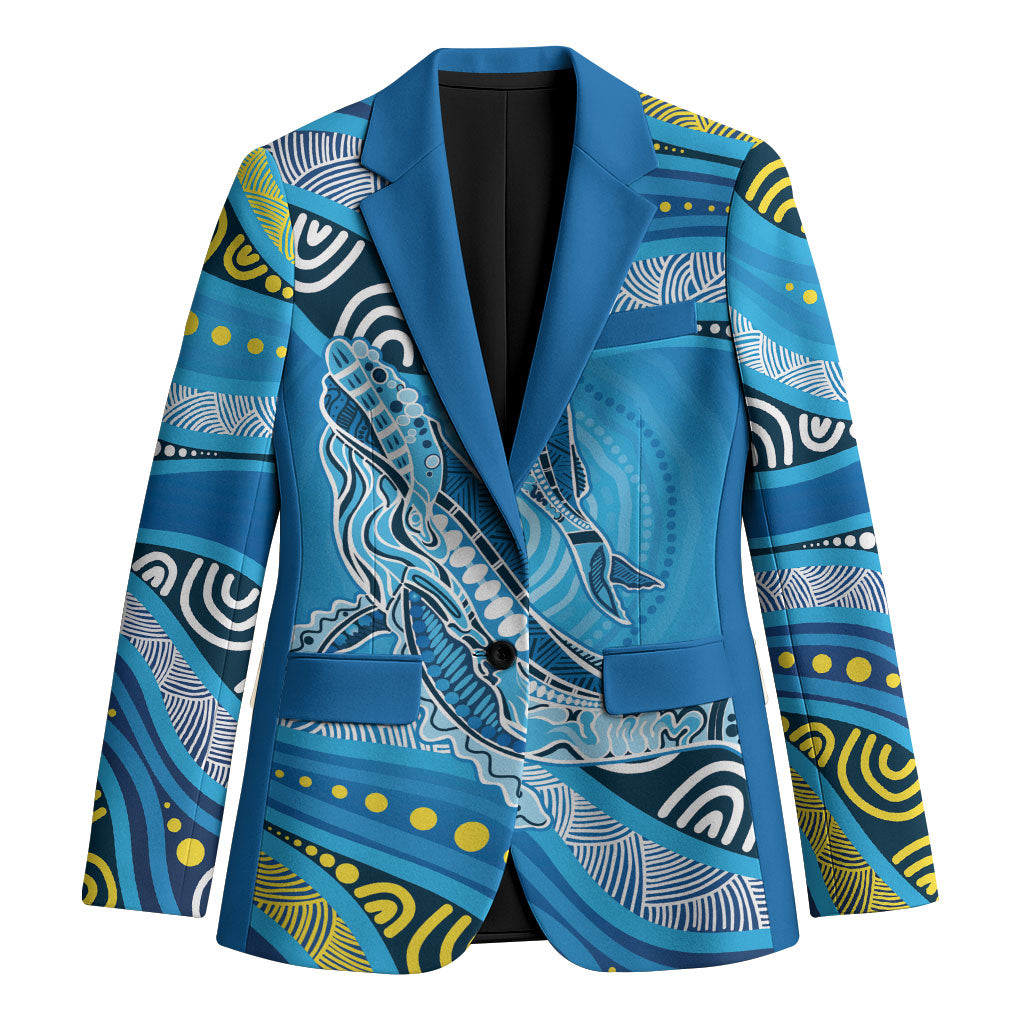 Aboriginal Ocean Whale Blazer Dot Art Dreamtime Style