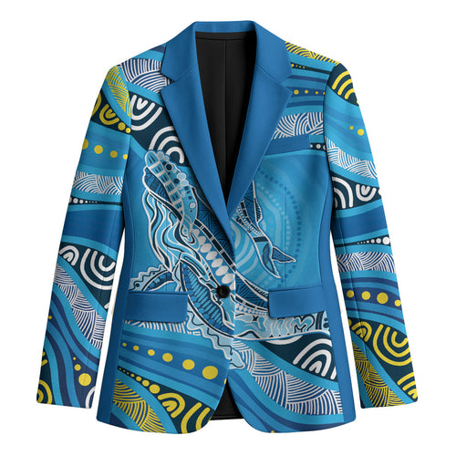 Aboriginal Ocean Whale Blazer Dot Art Dreamtime Style
