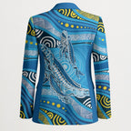 Aboriginal Ocean Whale Blazer Dot Art Dreamtime Style