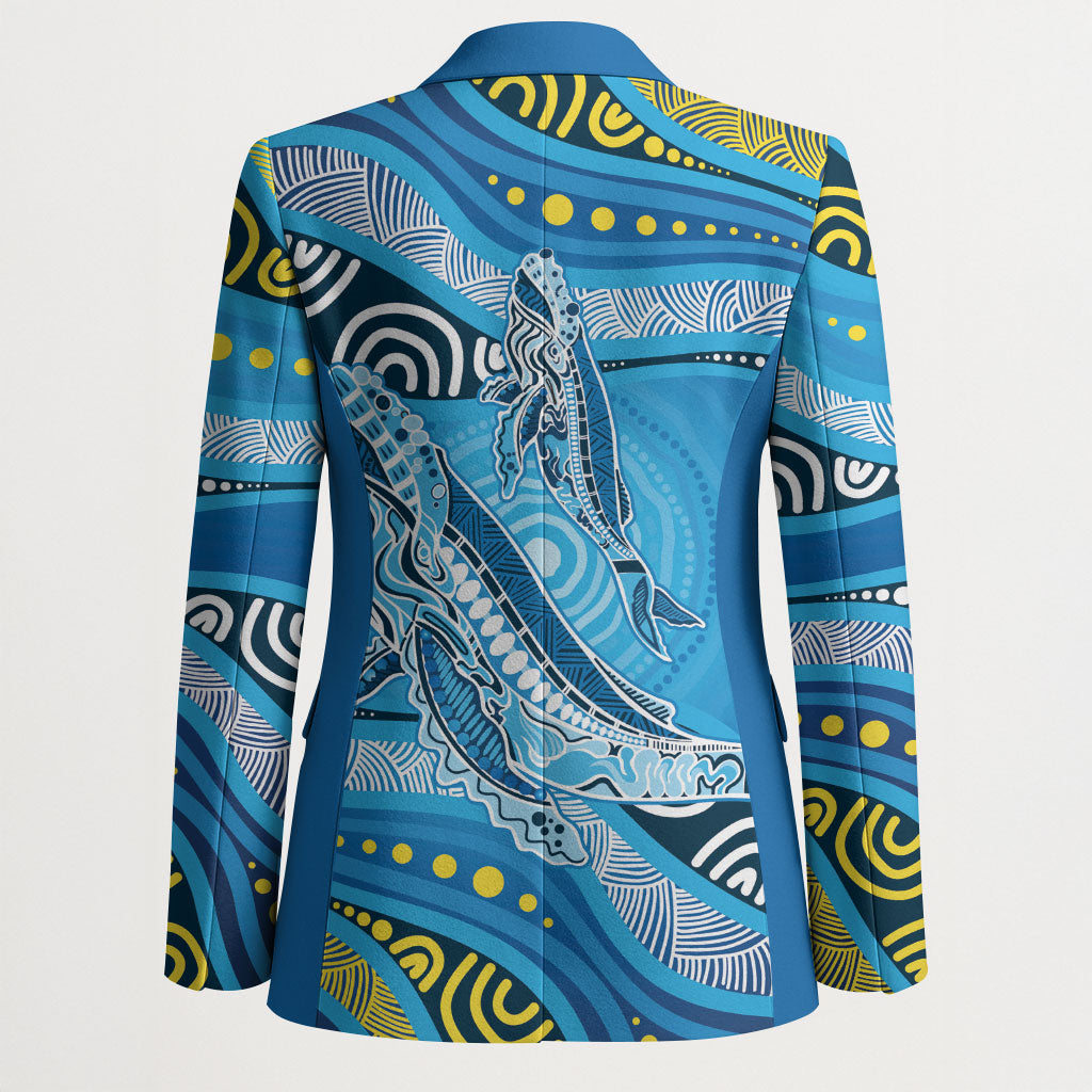 Aboriginal Ocean Whale Blazer Dot Art Dreamtime Style