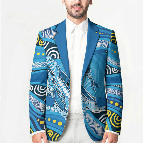 Aboriginal Ocean Whale Blazer Dot Art Dreamtime Style