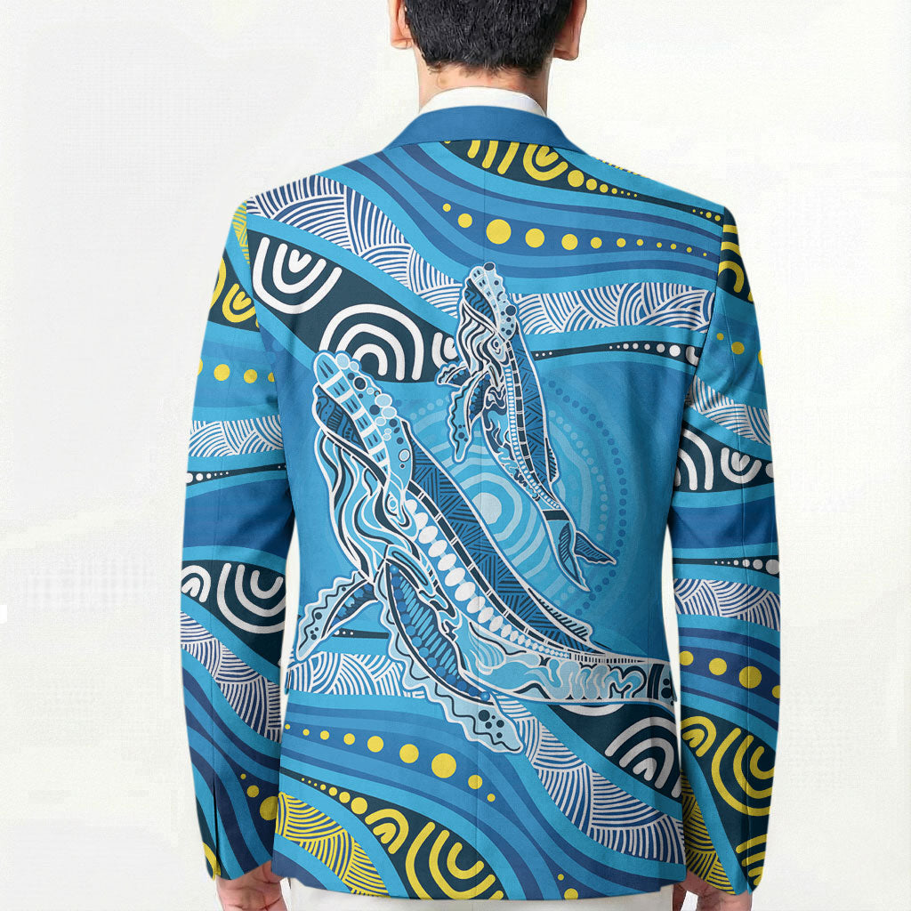 Aboriginal Ocean Whale Blazer Dot Art Dreamtime Style