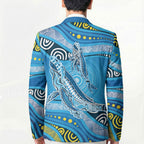 Aboriginal Ocean Whale Blazer Dot Art Dreamtime Style