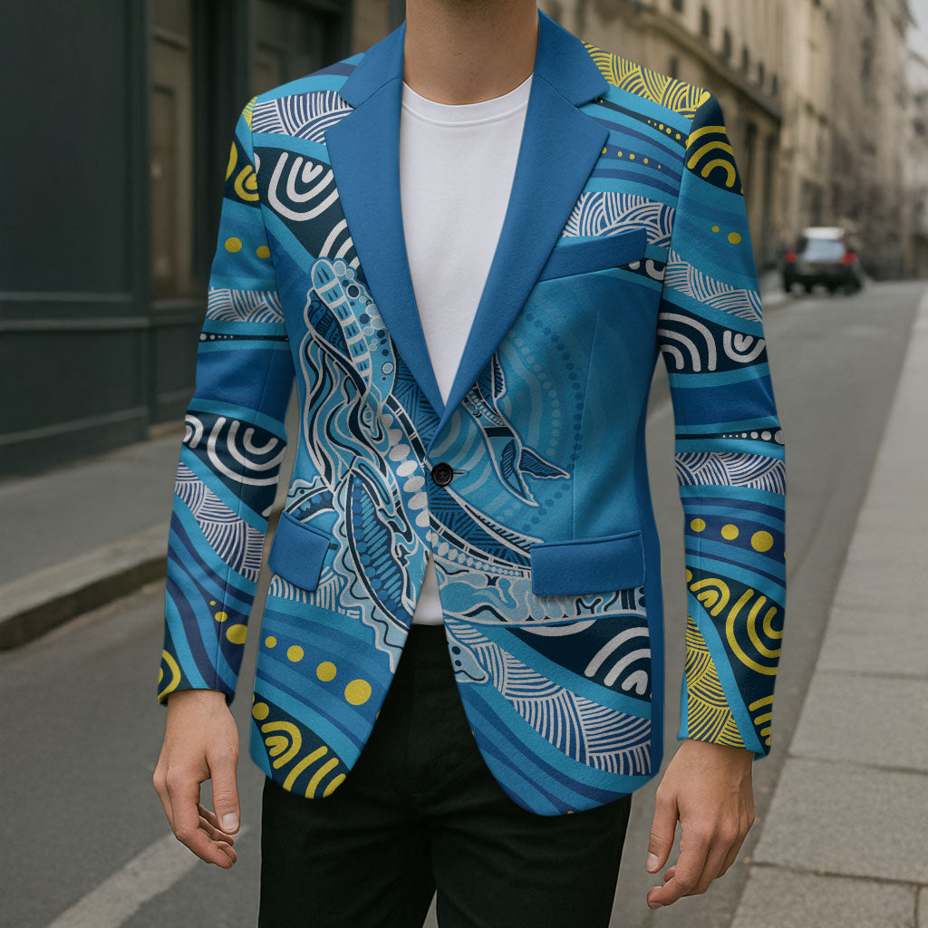 Aboriginal Ocean Whale Blazer Dot Art Dreamtime Style