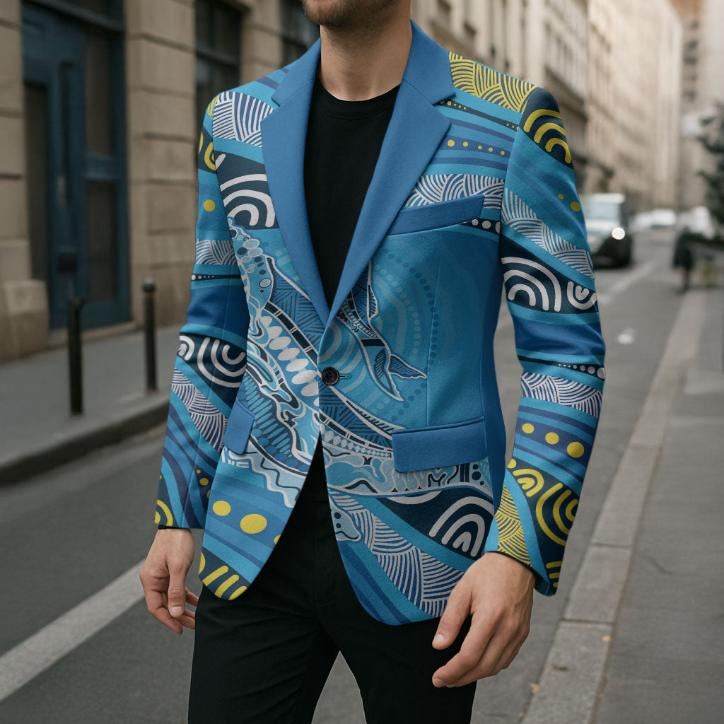 Aboriginal Ocean Whale Blazer Dot Art Dreamtime Style