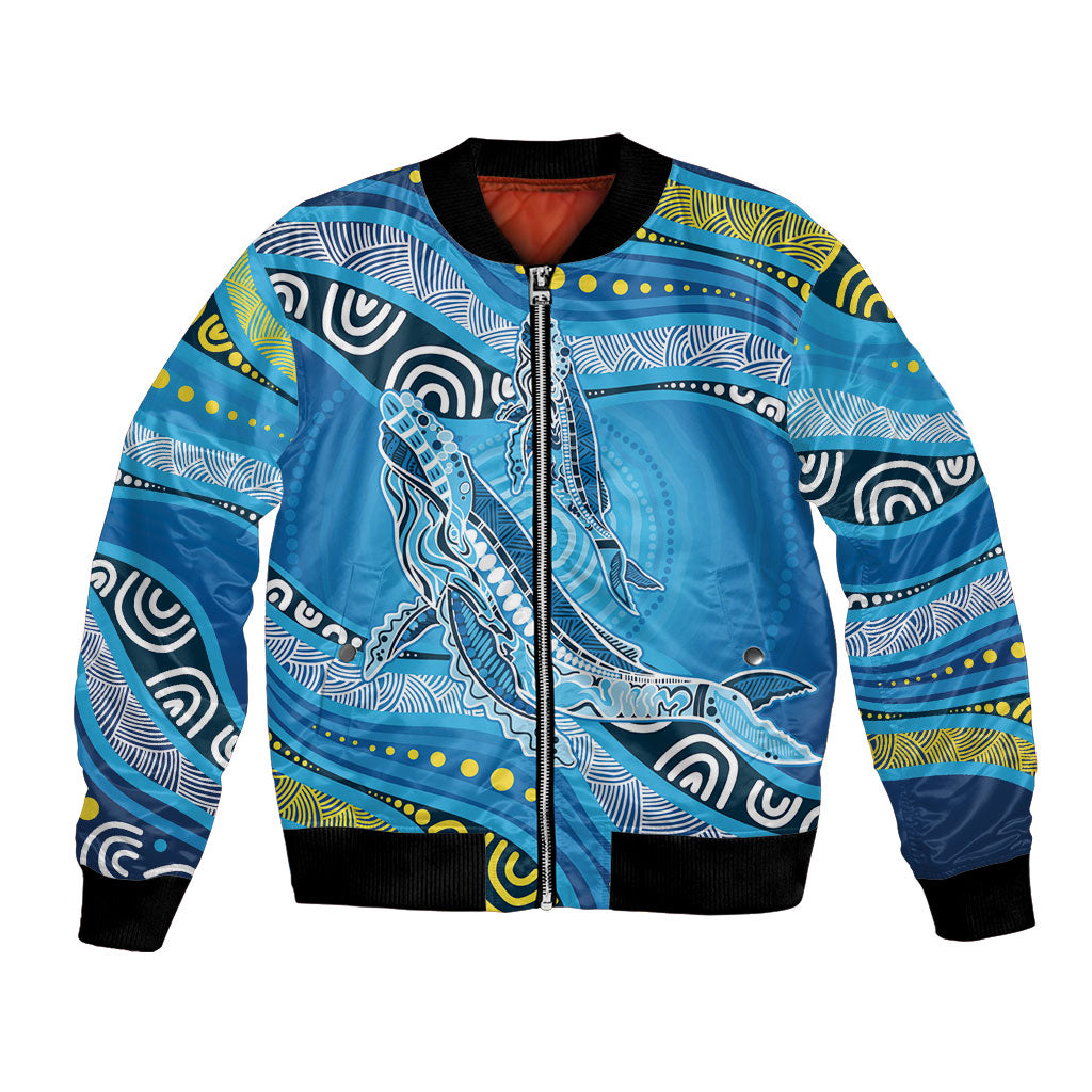 Aboriginal Ocean Whale Bomber Jacket Dot Art Dreamtime Style