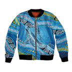Aboriginal Ocean Whale Bomber Jacket Dot Art Dreamtime Style