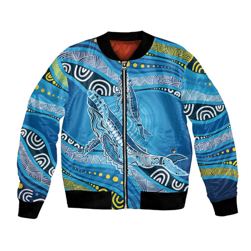 Aboriginal Ocean Whale Bomber Jacket Dot Art Dreamtime Style