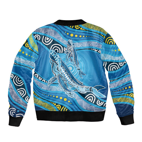 Aboriginal Ocean Whale Bomber Jacket Dot Art Dreamtime Style