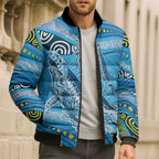 Aboriginal Ocean Whale Bomber Puffer Jacket Dot Art Dreamtime Style