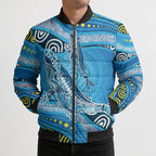 Aboriginal Ocean Whale Bomber Puffer Jacket Dot Art Dreamtime Style